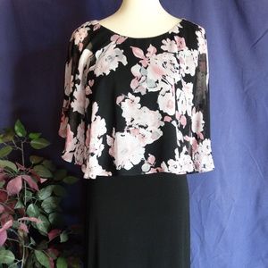 Black Dress with Faux Floral Blouse